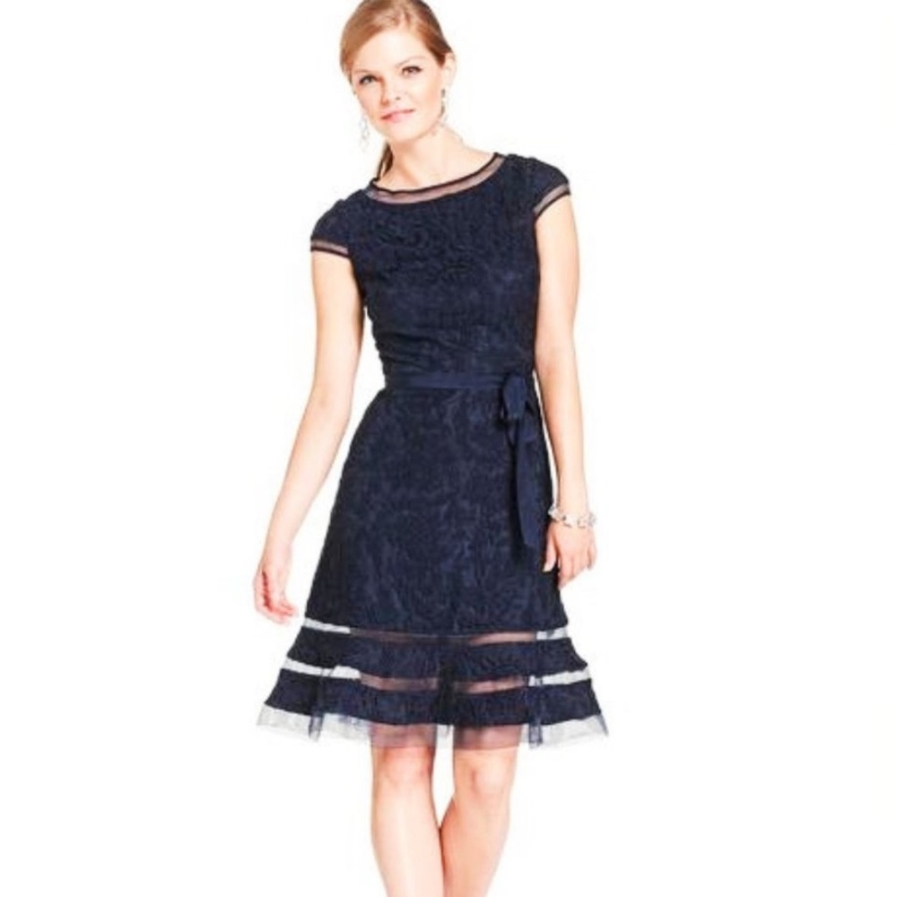 Adrianna Papell black A-line midi dress